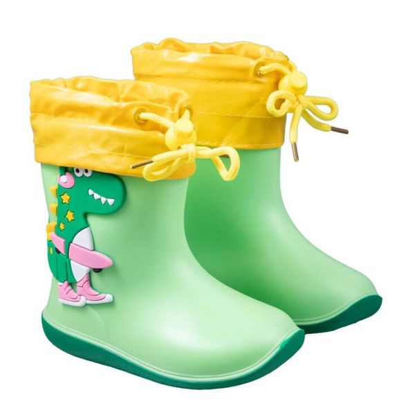 Новые дождевые ботинки дети зимняя девочка милая 3D Dinosaur Дети мальчики сапоги плюш теплые лодыжки