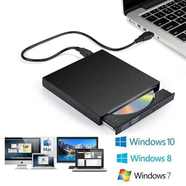 Player USB 2.0 Портативный внешний DVD -оптический привод CD/DVDROM CD/DVDRW Player Super Slim Recorder для Windows Mac OS Practice