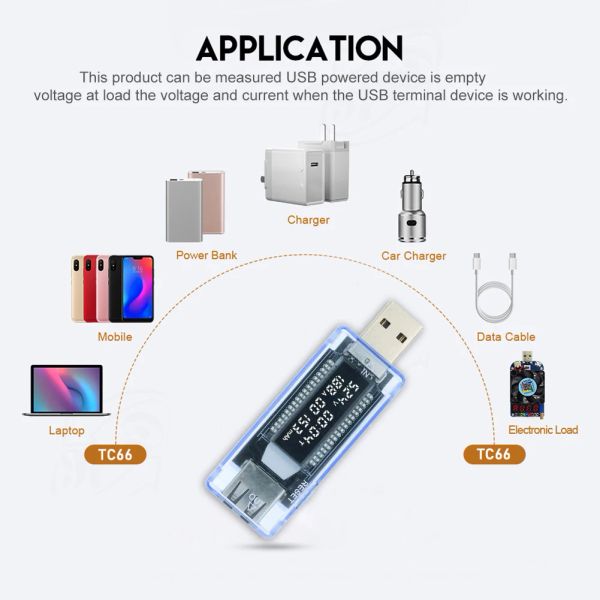 Цифровой USB -ток на напряжение тестера телефона Зарядное устройство емкость питания обнаружения Meter Зарядка вольтметра Ammeter Detector Monitor