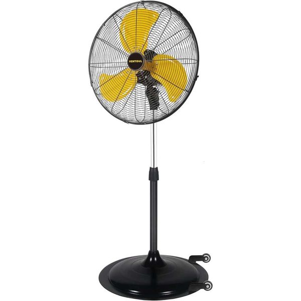 Ventilador industrial de base oscilante de alta velocidade de 24 polegadas com 800 fã vertical de metal pesado de 800 cfm, rodas universais, altura ajustável, 3 velocidades - perfeitas para qualquer espaço de trabalho