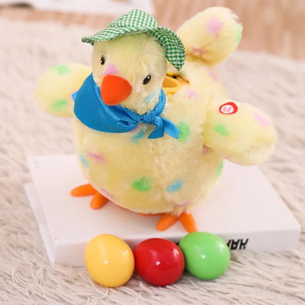 Calcola per pollo da cartone animato posa giocattolo di uova con 3 colorate bambole da peluche oscillanti antistress Regalo di Pasqua per bambini 240401