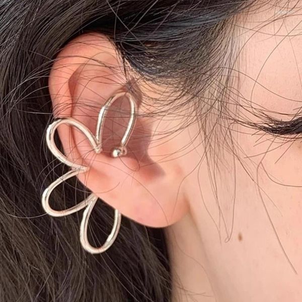 Rücken Ohrringe 2pc Fashion cooles Metall Keine durchbohrten Blumenohrclips Geometrische kreative silberne Farbe Schmuck Geschenke für Mädchen