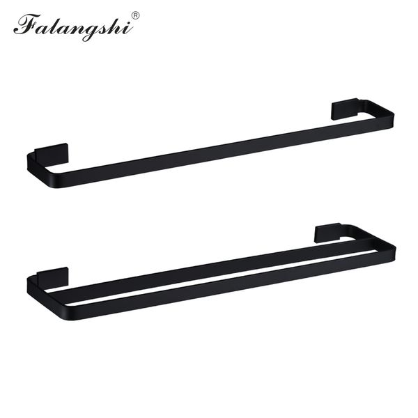 Falangshi Brass Towel rack moderno toalha preta para barra de grama de parede Acessórios de banheiro montados na parede wb8814t