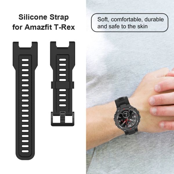 Banda de relógio de reposição de Silicone Sport para Huami Amazfit T-Rex Pro/Amazfit T-Rex Smart Watch Watch Pulset Strap Watchbands