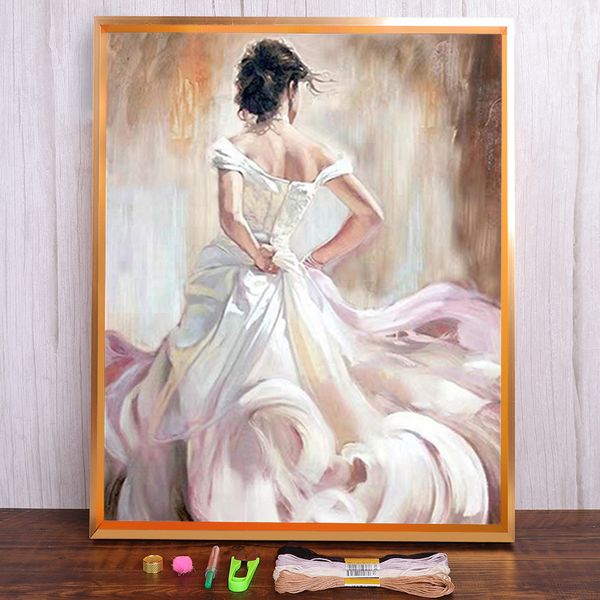 Ballet Mulher Impresso 11CT Cross Stitch Kit completo DIY Bordado DMC Threads Handiwork Hobby Painting adultos feitos à mão adultos