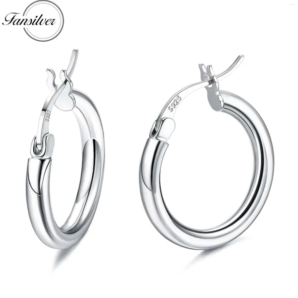 Hoop Ohrringe Fansilver 925 Sterling Silber für Frauen Mädchen 18k Weiß Gold plattiert hypoallergene Roundrohr klobige Ohrringe