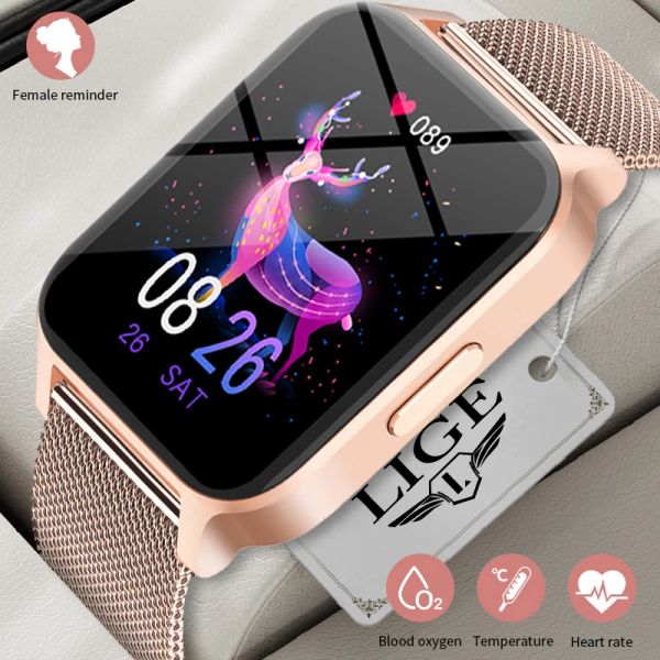 Relógios Lige 2023 Smart Watch Ladies Ladies Bluetooth Call Sport Sport Watch Function Lembrete da Função Menina Smartwatch Mulheres