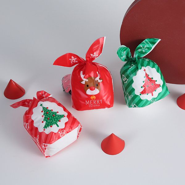 5 pezzi sacchetti di plastica orecchio di coniglio Buon Natale Albero Nougat Food Cine Cookies Borse Bunny Babbo Natale che imballano Snack Candy Snacks
