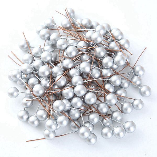 50pcs 12mm mini -flor artificial Fruta dourada estame