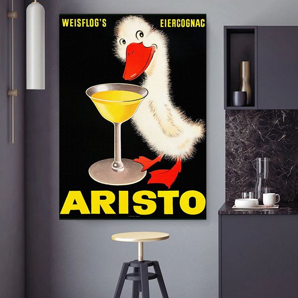 Vintage French Champagne Absinthe Campari Robette Drinks Anúncio Poster Arte da parede Pintura de imagem Decoração da sala de estar