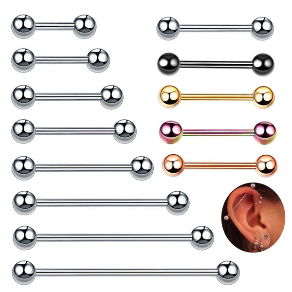 1pc G23 Lange industrielle Langhantelringe 14g Zungen Brustwarze Piercings Ohrtragus Helix Körper Frauen Schmuck 240407