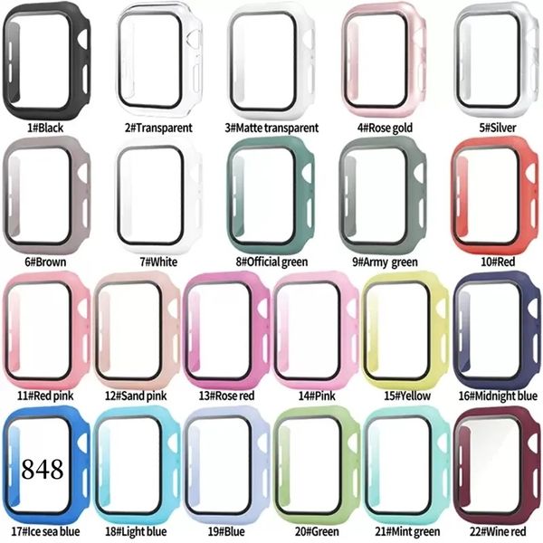 Für den Apple Watch Case 49 mm 45 mm 44 mm 41 mm 38 mm 40 mm Serie 3/4/5/6/7/SE Uhr Wachabdeckung mit geschmittertem Glas in Box 848DD