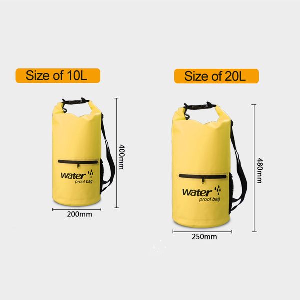 PVC 5L 10L 20L Saco de bolsa à prova d'água ao ar livre Armazenamento de saco de saco de saco para viajar de canoagem de passeio de passeio de barriga