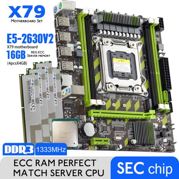 Материнские платы atermiter x79 x79g Материнская плата LGA2011 Miniatx Combos E5 2630 V2 CPU 4PCS x 4GB = 16 ГБ DDR3 RAM 1333 МГц PC3 10600R