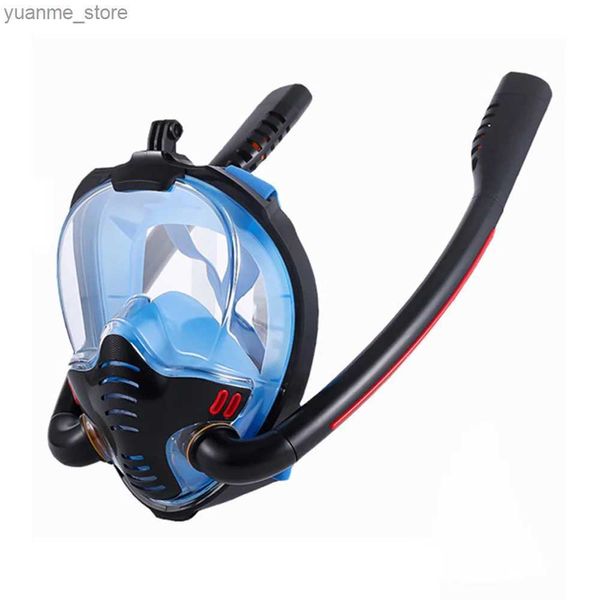 Tauchmasken aufblasbare Gesichtsmaske Doppelrohr Silikon Volltrockneter Tauchgesichtsmaske Erwachsener Schwimmgesichtsmaske Tauchbrille Unterwasseratmungsvorrichtung Y240410