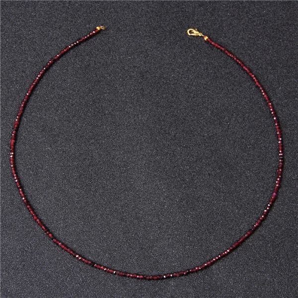 Collana in perline di pietra naturale da 2 mm Mini Garnet Mini Garnet Terahertz Collane Guarigione Energia Collana femmina per donne Regalo per gioielli