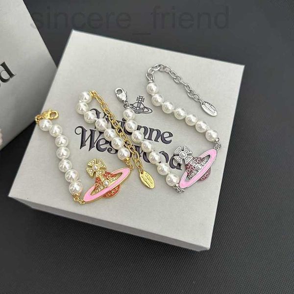 Pulseiras de charme Designer 2023 Autumn New High Par Edition, Xijia Diamond Swallow Pearl Dropping Oil Bracelet 7VGD