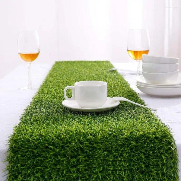 Dekoratif çiçekler yapay çim masa koşucusu faux diy futbol masa örtüsü yeşil oturma odası ev halı yemek basit kumaş