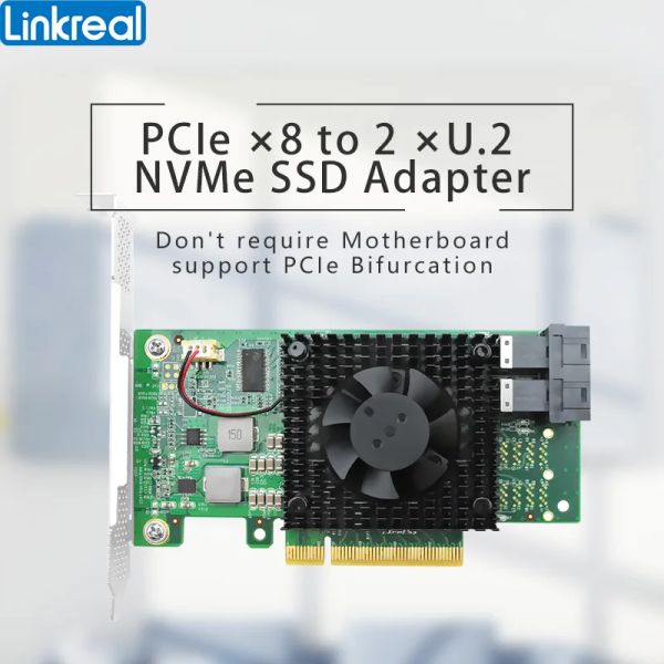 Karten LinkReal PCI Express 3.0 x8 bis 2 u.2 (SFF8643) PCIE U.2 NVME SSD Switch Adapterlrnv9347L2I