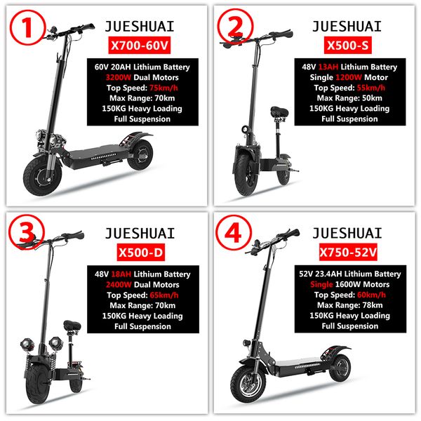 EU USA Stock Duty Free Electric Scooter Erwachsene 48V 52V 60 V 1200W 2400W 3200W Motoren falten 2 Räder Kick-Scooter E-Scooter