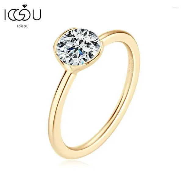 Кластерные кольца iogou 1ct 6,5 мм обручальное обручальное кольцо для женщин 925 Silver Real D Color Round Diamond Band Gra Сертификат