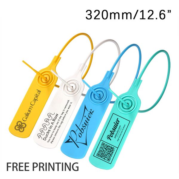 100 etiqueta de marca de impressão personalizada tag OFF OFF PLÁSTICO PLÁSTICO DO REAGEM SAPO DE ROUS DE ROUGO DO SAPO DE REQUISTA EXPLEGA TAGAS TAGS DE ZIP TIES 320MM/12.6 