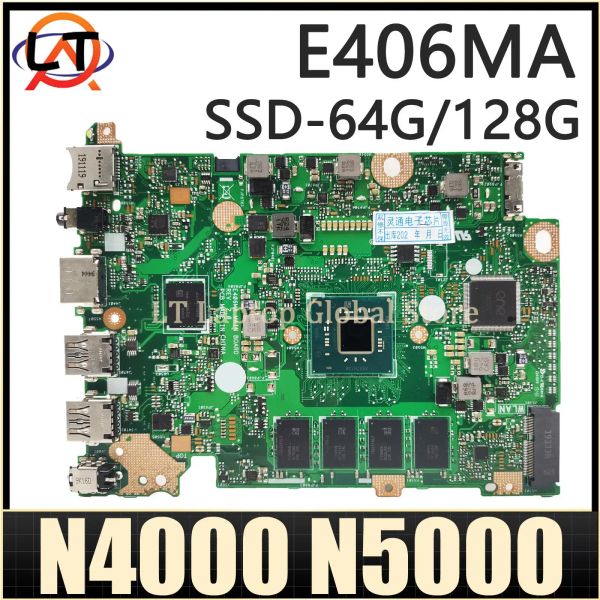 Placa -mãe placa -mãe para asus e406m e406ma l406ma e406mas laptop placa -mãe n4000 n5000 cpu 4gbram ssd64g/128g placa principal