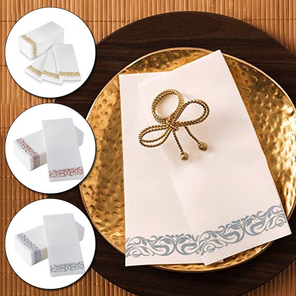 30*40 cm Einweg Western Golden Staubfreier Papier Papier Serviette Gold Darm Darm-Servietten Spitzenpapier Handtücher Dekor 10pcs