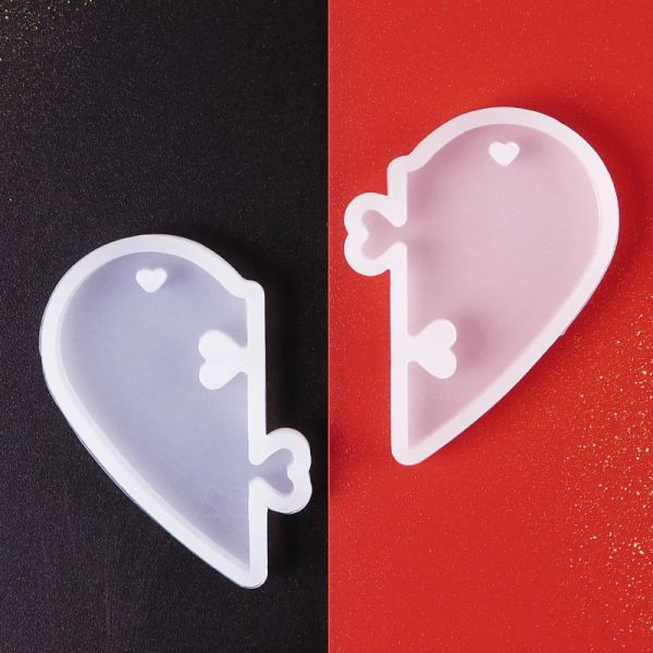 2pcs Love Locks Epoxidharzformen Paar Halskette Charme Anhänger Schmuck Werkzeuge DIY Keychain Form Silikon Herzschlossform