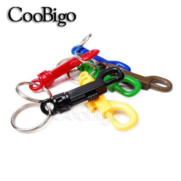 5pcs snap snap ganchos rotativos Keyring fivela o anel de chaveiro de chaveiro para saco de mochila orifício do cordão de cinto 6,5 mm colorido