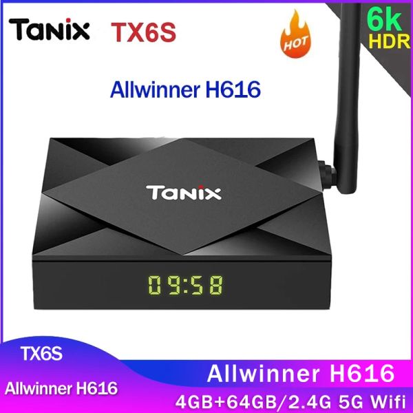 Caixa Hot Tanix TX6S Android 10.0 Smart TV Box Allwinner H616 Quad Core 4GB 32GB/64GB 2.4G 5G WIFI 6K TX6 H.265 4K Caixa superior 2GB 8GB