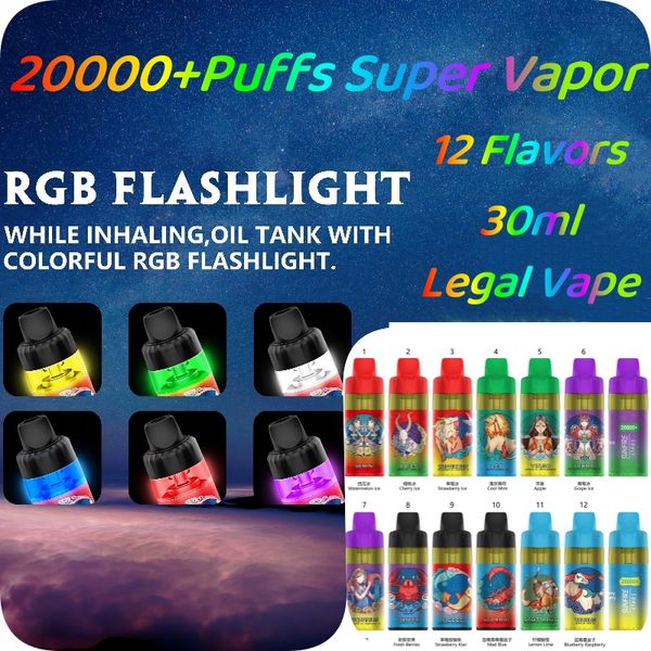 Orijinal Sunfire Stars 20000 12K Pufs 600mAh Type-C Typing 12ml Önceden Dolgulanmış Pod 0/6/10/20/50mg Tek Kullanımlık E Sigara Boş Vaper Büyük Kutu 12000 15000 15k Puf 18000 18000