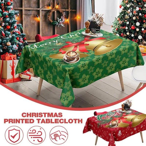Tabela de mesa Retângulo de Natal Toel de mesa absorvente para piquenique para o ar livre com padrão de cozinha impressa em padrão de sino
