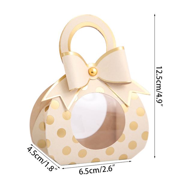 10pcs Bolsa fofa Caixa de doces de casamento Fresh Color Polka Polca Bow Bolsa Bolsa Pacote Caixas de Presente Caixas de Casamento Decoração do chá de bebê