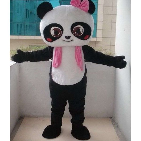 Trajes de mascote espuma de espuma menina panda desenho animado luxuoso vestido chiques de halloween mascote de traje de mascote