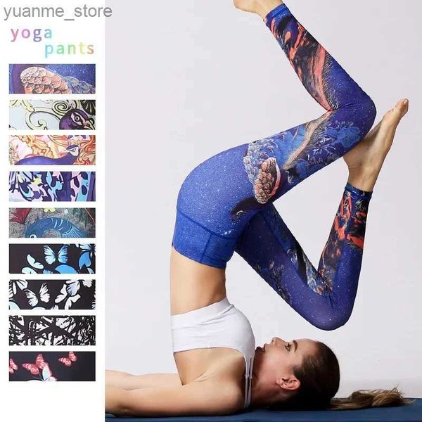 Yoga -Outfits Cloud Hide yoga Hosen Sport Leggings Frauen High Taille Trainer Lange Strumpfhosen Blume Push Up Running Hosen Training Plus Size XL Y240410