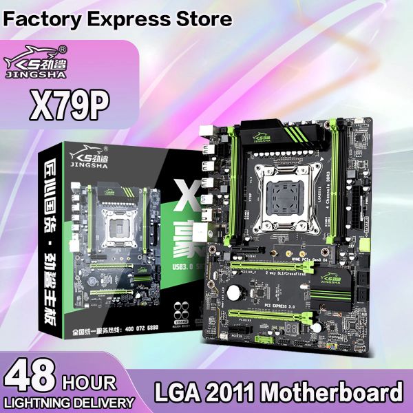 Motherboards Jingsha x79p Suporte para a placa -mãe Intel Xeon E5 DDR3 ECC Reg Ram LGA2011 V1/V2 CPU MATX USB3.0 SATA3 PCIE NVME M.2 SSD