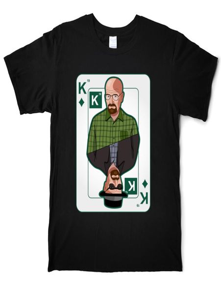 Heisenberg em um cartão de pôquer rei 19 camiseta homens anime 100 algodão camiseta redonda pescoço de manga curta camisa de rua