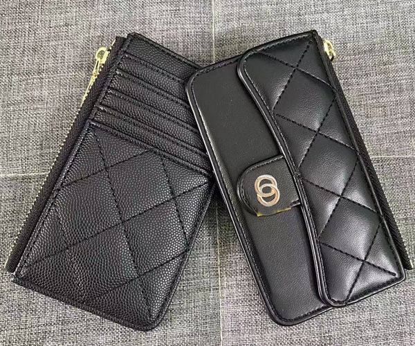 Spiegelqualität 10A Designer Brieftaschen echte Leder Frauen Handtaschen Geldtaschen Faltkartenhalter Reißverschluss Frau Clutch Wallet Schwarz Flip Kaviar Geldbeutelbeutel