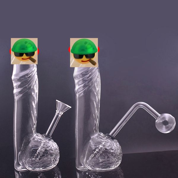 % 100 hayata benzeyen eşsiz erkekler penis cam yağ brülörü bong recycler sigara su borusu kuru bitki tütün dab teçhizat ashcatcher bong ile yağ tenceresi ve kase en ucuz