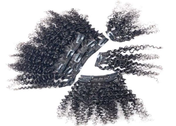 Clipe espesso da Virgin Curly Afro Curly na extensão de cabelo 100g preto 7pcslot clipe afro -americano em extensão de cabelo afro9825807