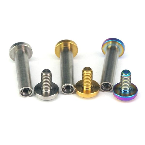 Ein Set (2PCS SCEWS+1 Stabmutter) M6x1mm Ti/Golden/Regenbogen -Gr5 -Titanschraubenstab Nuss für Mountainbike Fahrrad Heckdämpfung