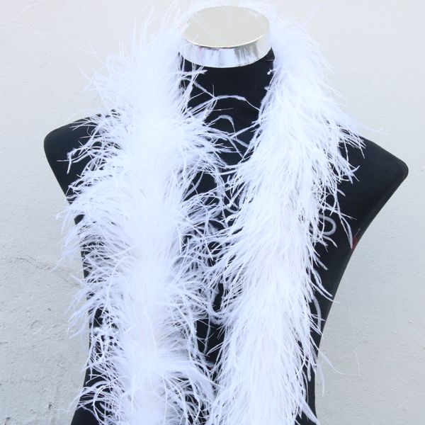 6 Schicht 2 Meter Qualität flauschiger weißer Strauß Feder Boa -Drükchen Rock Party Kostümfedern für Handwerk DIY -Dekorationen Federn