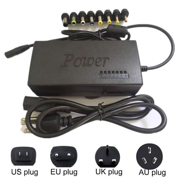 Adaptador Fonte de alimentação universal 96W 12V a 24V Adaptador de carregador de LED ajustável 8 plugues destacáveis EU US UK AU Plug Portable