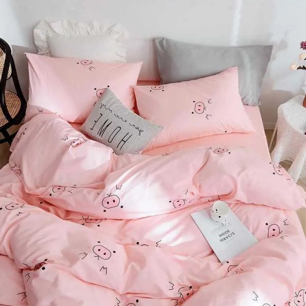 Inscrei garotas rosa coração capa de edredão de capa de capa de cama menino garoto de cama adolescente conjunto rei rainha gêmeo decoração de quarto de casa fofo kawaii