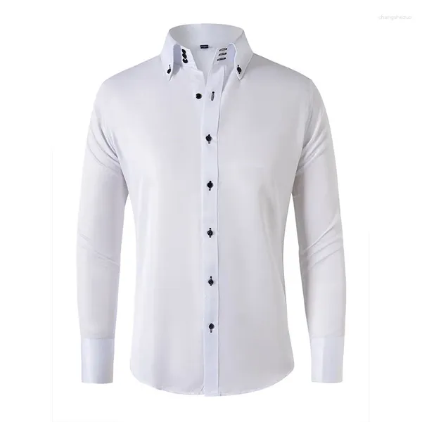 Herren-Hemdhemden Europäische und amerikanische Größe formelle Langarm Koreanische Trends Mode Button-Down-Hemd-Hemdgeschäft schlank fit