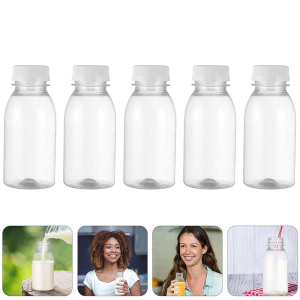 10pcs 350ml 200ml Transparente Bottles de armazenamento de leite de plástico garrafa de suco de bebida para bebida ao ar livre de água clara