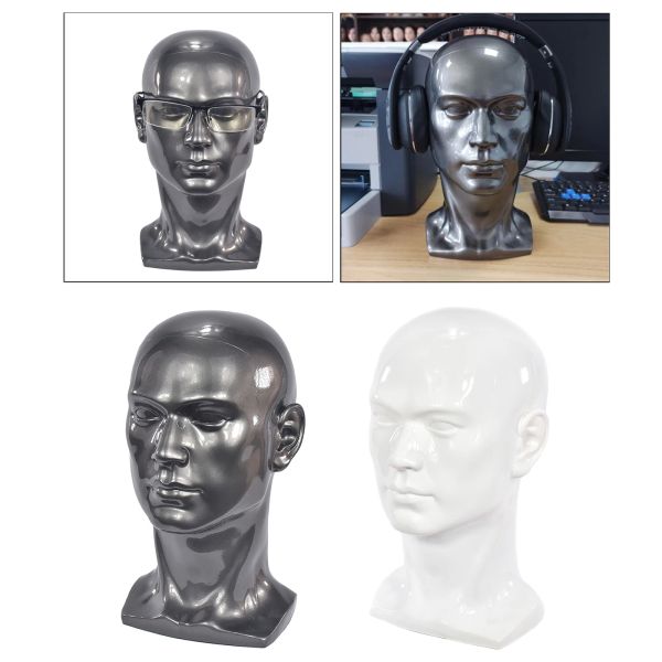 Modelo masculino de Manequim Modelo Realista Homem Dummy Wig Mannequin para Hat óculos de sol EncyeGlass HOENSTEN STAND STAND MANIKIN CABEÇA