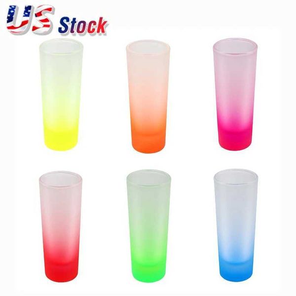 Tazze 144pcs sublimazione tazza 3oz (90 ml) tazze di vetro colorato in vetro shot con tumblers colorato gradiente tazza all'ingrosso 240410