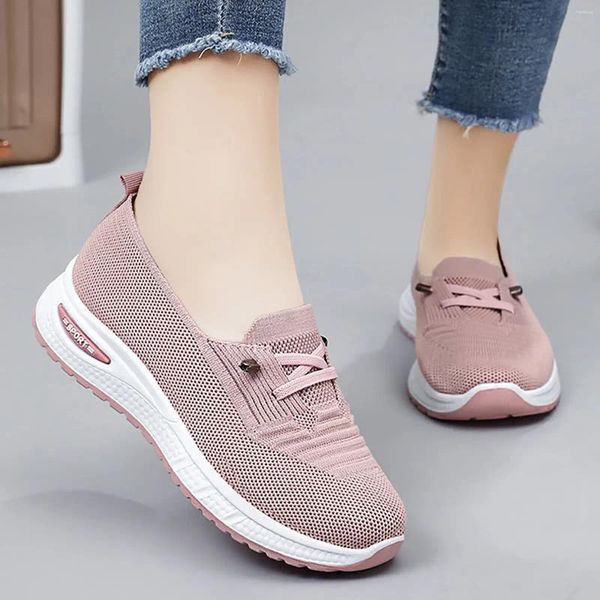 Sapatos casuais 2024 malha detalhe tênis ao ar livre deslize esportivo feminino em renda up woman msh aparts confortável